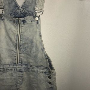 Acid wash overall shorts